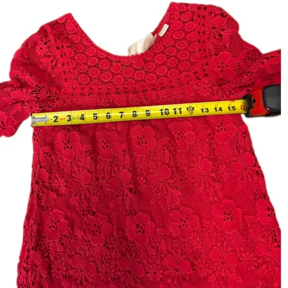 Anthropologie Vanessa Virginia Candace Lace Top Red Size 2 EUC - Picture 9 of 10